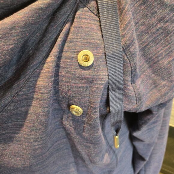 SHAMBHALA XL Blue/Purple Marled Cowl Neck Snap Wrap Jacket Tunic Activewear - Picture 3 of 5